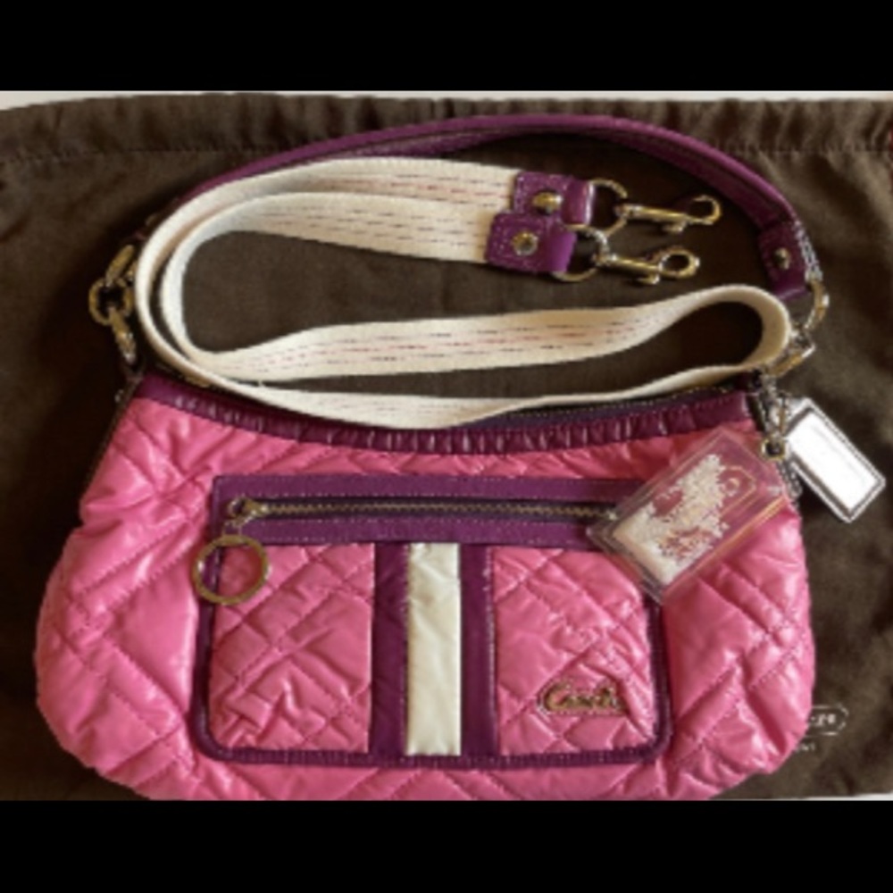 Just New Coach Poppy Ski Bunny Groovy Quilted, pink/purple, 2 straps. -